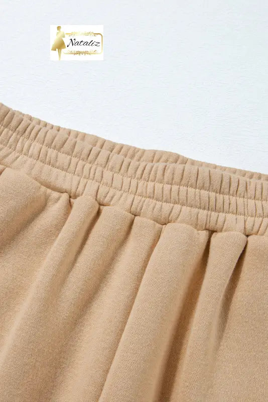 Parchment Solid Half Button Sweatshirt and High Waist Sweatpants Set Dear-Lover Dropshipping