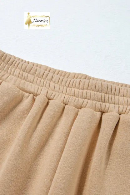 Parchment Solid Half Button Sweatshirt and High Waist Sweatpants Set Dear-Lover Dropshipping