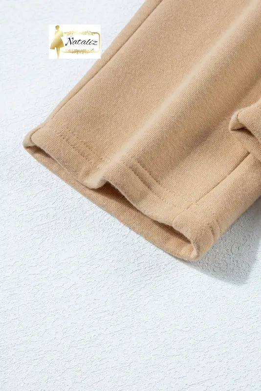 Parchment Solid Half Button Sweatshirt and High Waist Sweatpants Set Dear-Lover Dropshipping