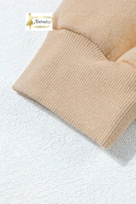 Parchment Solid Half Button Sweatshirt and High Waist Sweatpants Set Dear-Lover Dropshipping