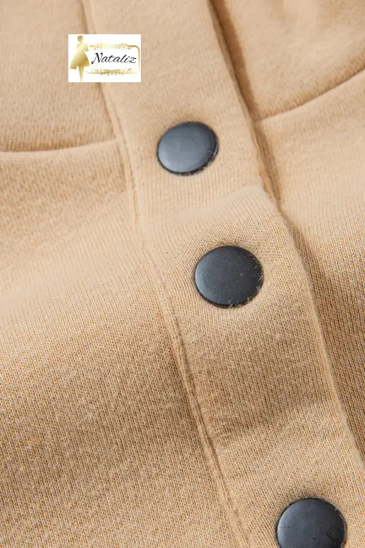 Parchment Solid Half Button Sweatshirt and High Waist Sweatpants Set Dear-Lover Dropshipping