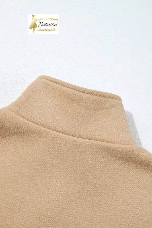 Parchment Solid Half Button Sweatshirt and High Waist Sweatpants Set Dear-Lover Dropshipping