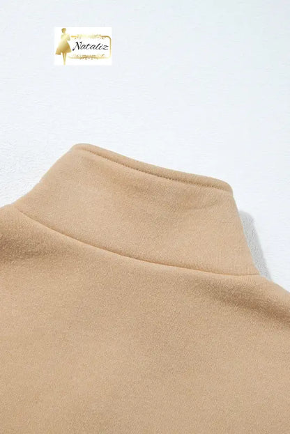 Parchment Solid Half Button Sweatshirt and High Waist Sweatpants Set Dear-Lover Dropshipping