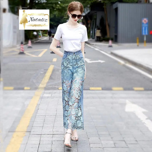 Patchwork Denim Draping Pants Jeans