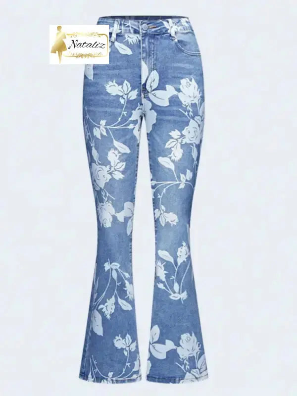 Printed Denim Pants Nataliz