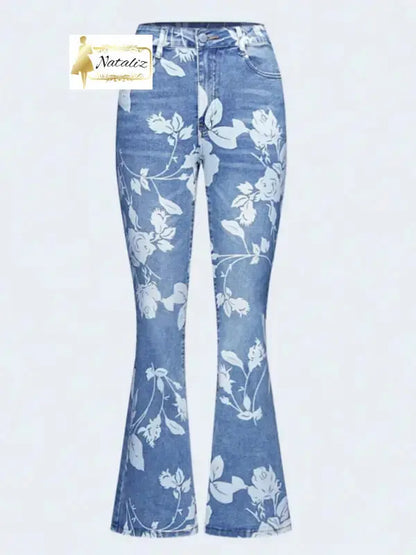 Printed Denim Pants Nataliz