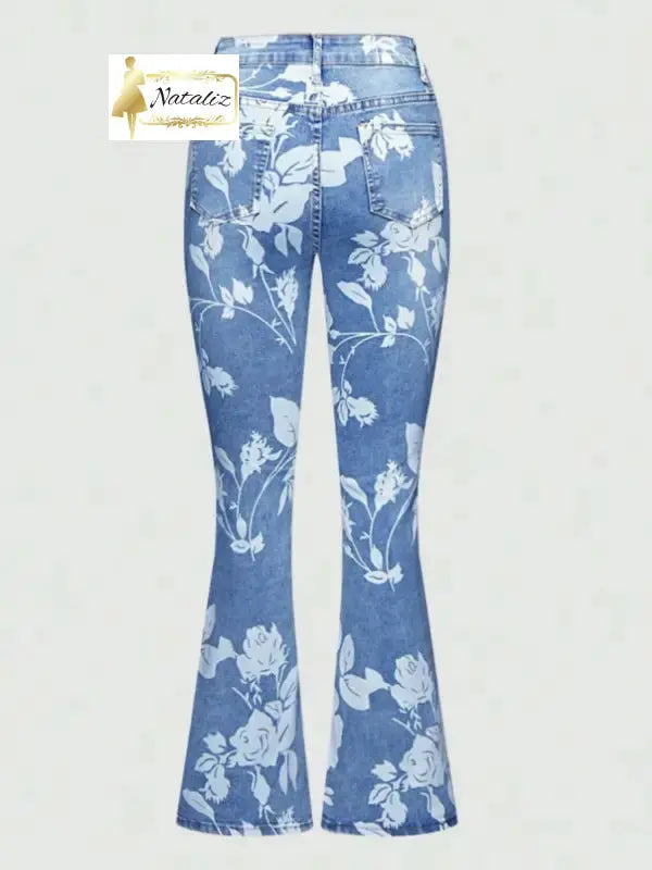 Printed Denim Pants Nataliz