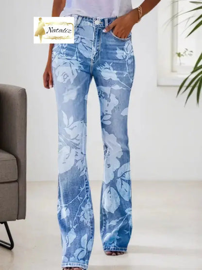 Printed Denim Pants Nataliz