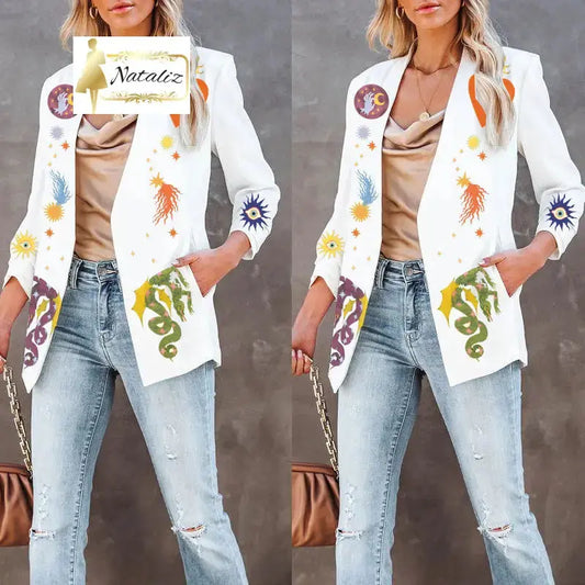 Printed Fashionable Fitted Long Sleeve Small Suit Jacket Jacket
