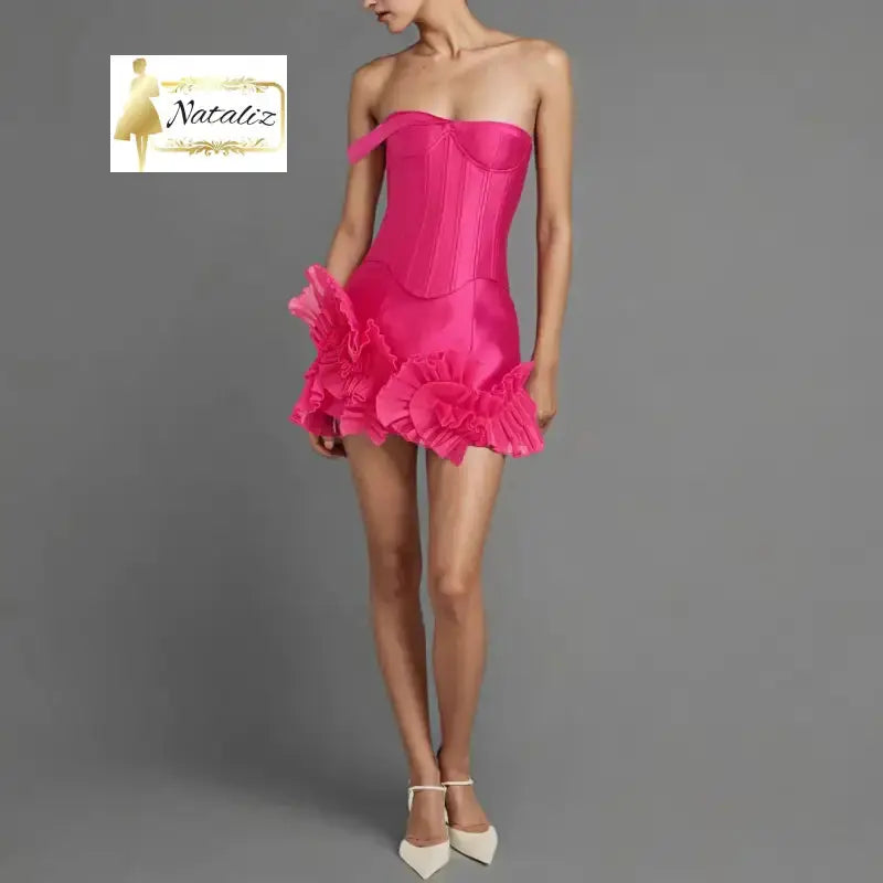 Ruffled Hem Corset Mini Dress Nataliz Boutique Shop
