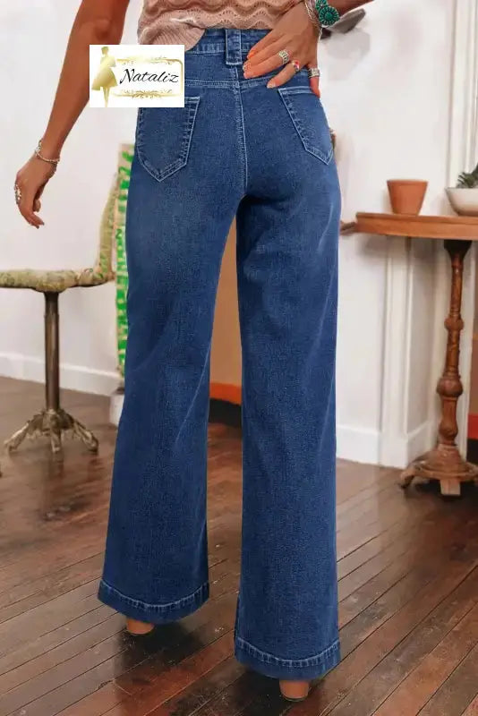 Sail Blue Wide Leg Pocketed High Waist Jeans Dear-Lover Dropshipping