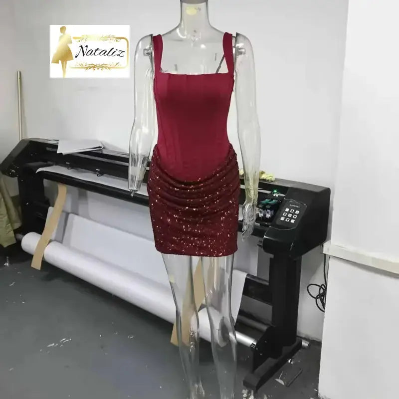 Sequin Patchwork Sling Mini Dress Nataliz Boutique Shop