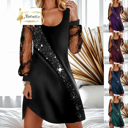 Sequin Sheer Mesh Dress Dresses