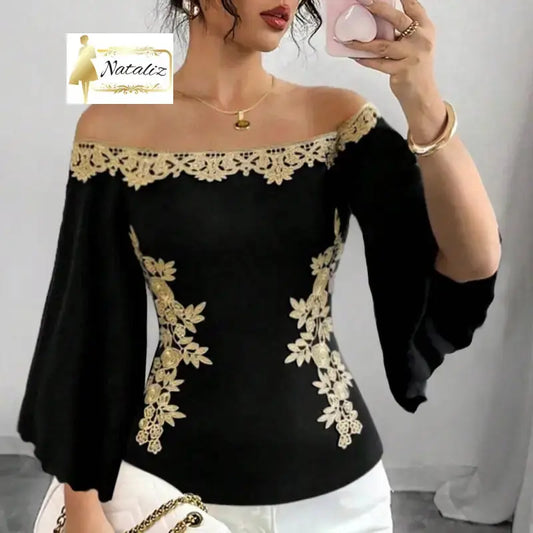 Sexy Embroidered Fitted Top For Women Tops