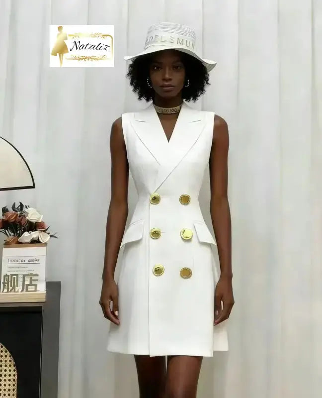 Sleeveless Blazer Tailored Mini Dress 1