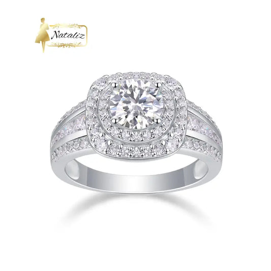 Starry Sky Crown - A Wedding Ring Set With Top-quality 1-carat Moissanite S925 Silver And Platinum-plated Diamond Rings