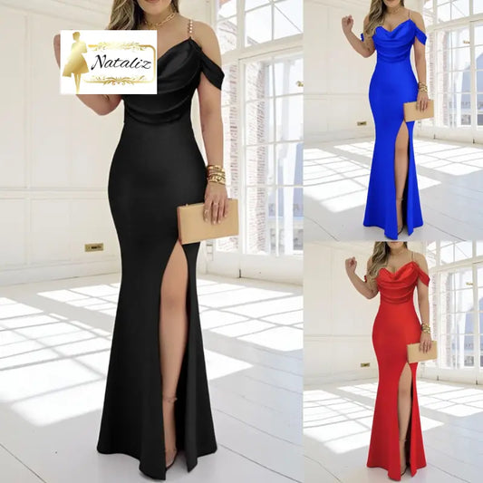 Strapless Slit Sexy Waist-cinching Bodycon Dress Formal Dresses