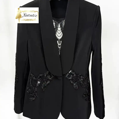 Suit Blazer and Pants Set Hollow Sequins Beading Nataliz Boutique Shop