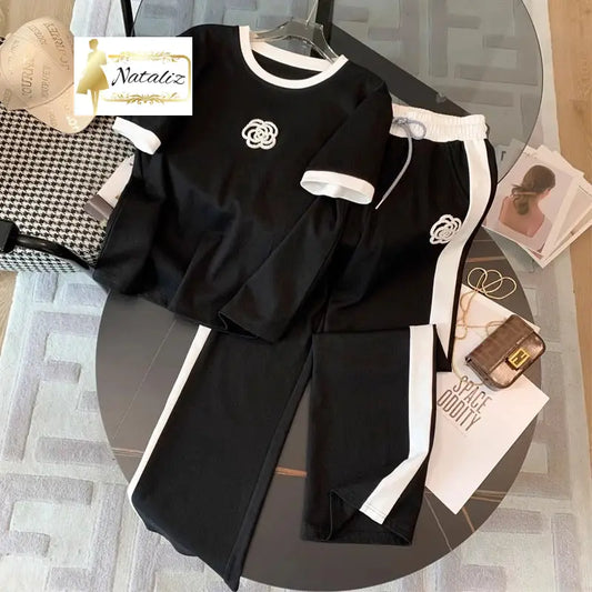 Summer Lightweight Street-Style Chic Wide-Leg Pants set Two Pieces Sets