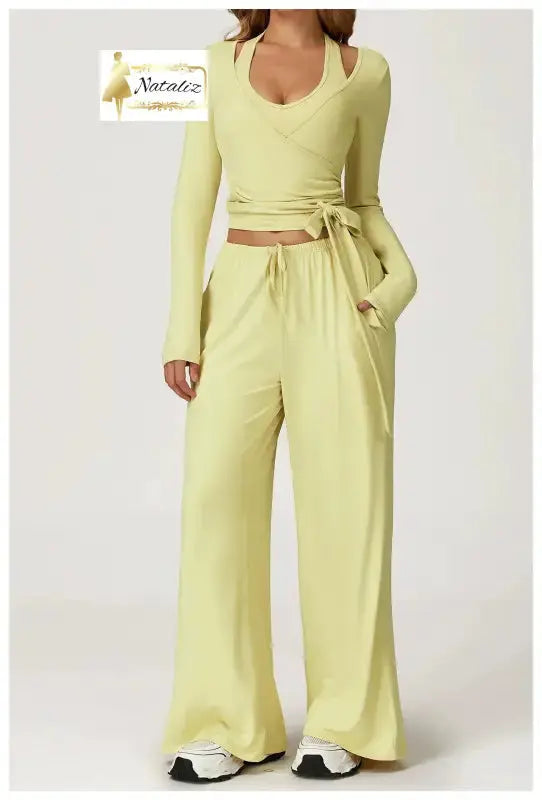 Top + vest + pants Quick-Drying Brushed Yoga Set 8