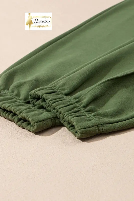 Vineyard Green Half Zip up Pullover Active Top and Joggers Set Dear-Lover Dropshipping