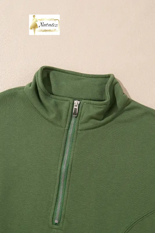 Vineyard Green Half Zip up Pullover Active Top and Joggers Set Dear-Lover Dropshipping