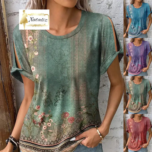 Women’s Casual And Comfortable Short-sleeve Printed Top Tops