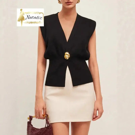 Women’s Casual Knit Vest Stylish Top Tops