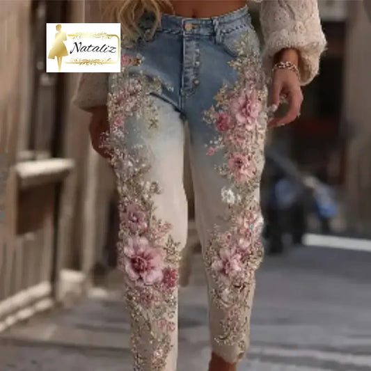 Women’s Colorful Floral Loose-fit Jeans Jeans
