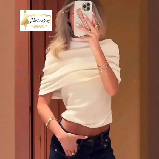 Womens Off-shoulder Short-sleeve Top Tops