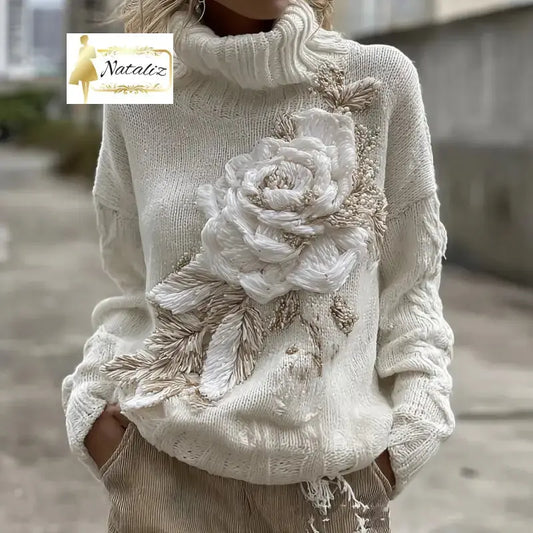 Women’s Printed Turtleneck Sweater Tops