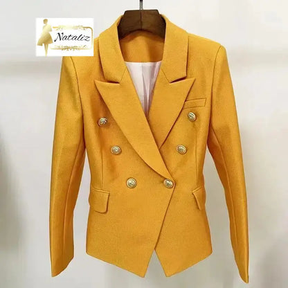 Yellow V-neck  Blazer Coat Nataliz Boutique Shop