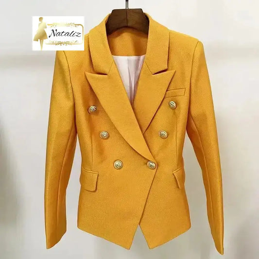 Yellow V-neck  Blazer Coat Nataliz Boutique Shop